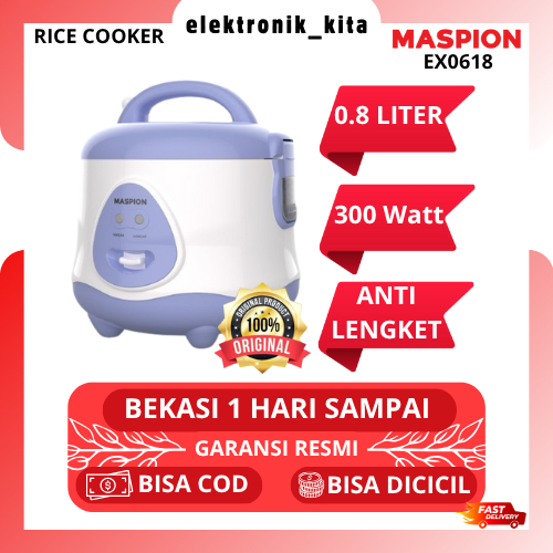 MASPION RICE COOKER 0.8 LITER EX-0618 EX 0618 EX0618 MAGIC COM ANTI LENGKET BEKASI GARANSI RESMI