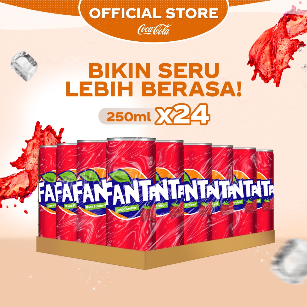 

Fanta Rasa Strawberry Minuman Soda - Kaleng 250ml x 24pcs