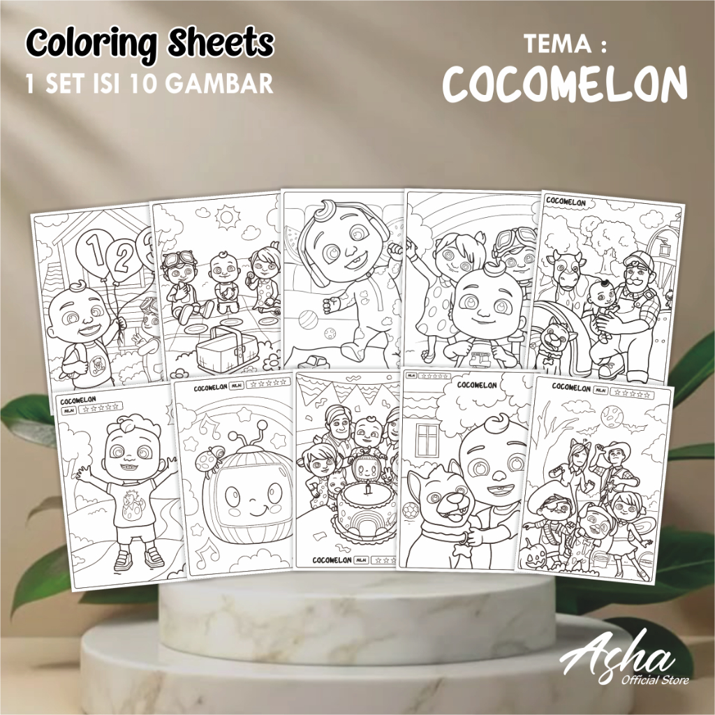

KERTAS GAMBAR UNTUK ANAK - LEMBAR MEWARNAI ANAK 1 SET ISI 10 GAMBAR COCOMELON UKURAN A3