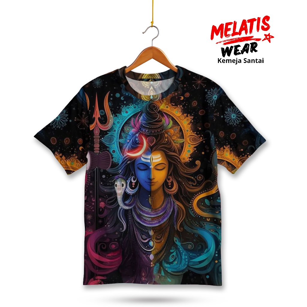MELATIS WEAR Kaos Unisex Motif Dewa Siwa Hindu - Kemeja Spiritual India MWK-40