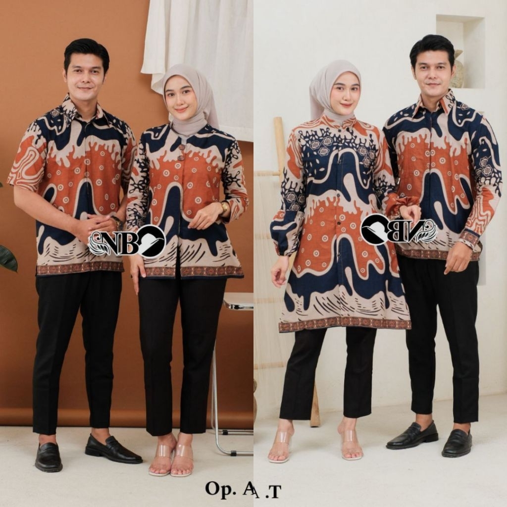 Batik Couple Pasangan Modern Kekinian Size S M L XXL XXXL Tunik Batik Premium Katun Prima - Seragam 