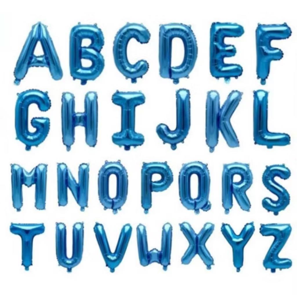 Balon Foil Huruf & Abjad Alphabet Biru A-Z / Balon Foil Huruf Biru / Balon Foil Ajaib Biru