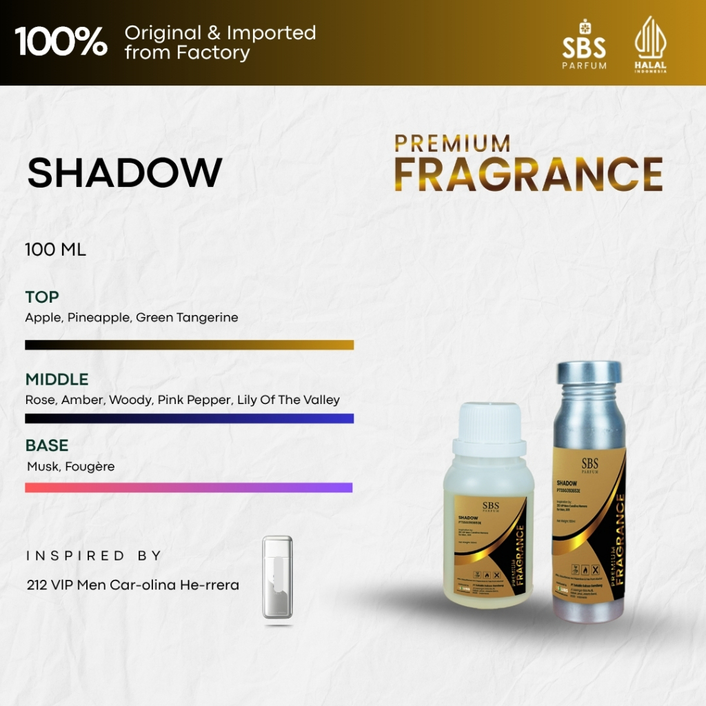 Bibit Parfum Murni Original [Shadow-Premium] 100ml - Inspired by 212 VlP Men Carolina Herrera - Asli