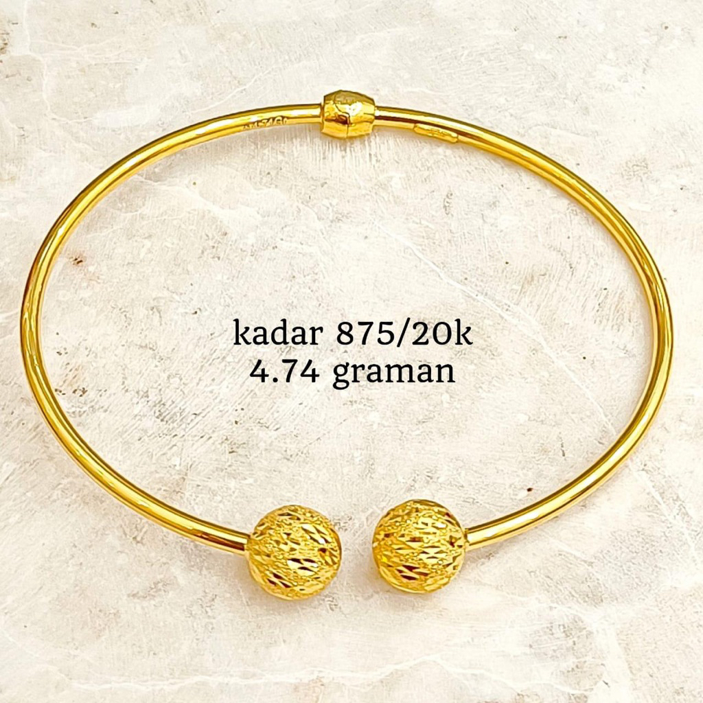 Ubs gold gelang bangle model 2 bola emas asli 20k