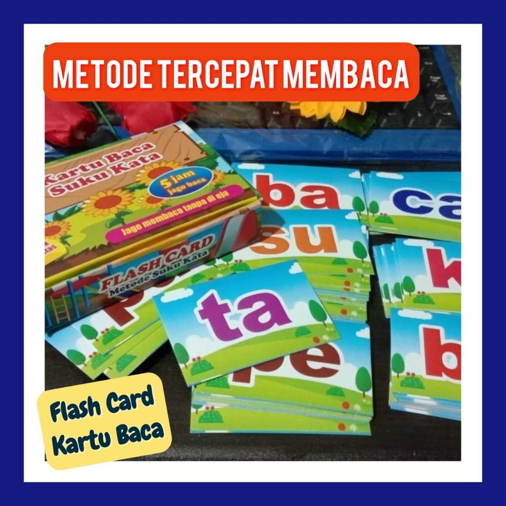 Flash card edukasi anak Baca Suku Kata kartu huruf