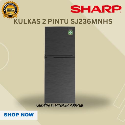 Kulkas 2 Pintu Sharp SJ-236MNHS/SJ236MNHS/SJ 236MNHS/SJ-236-MNHS/SHARP KULKAS ORIGINAL GARANSI RESMI