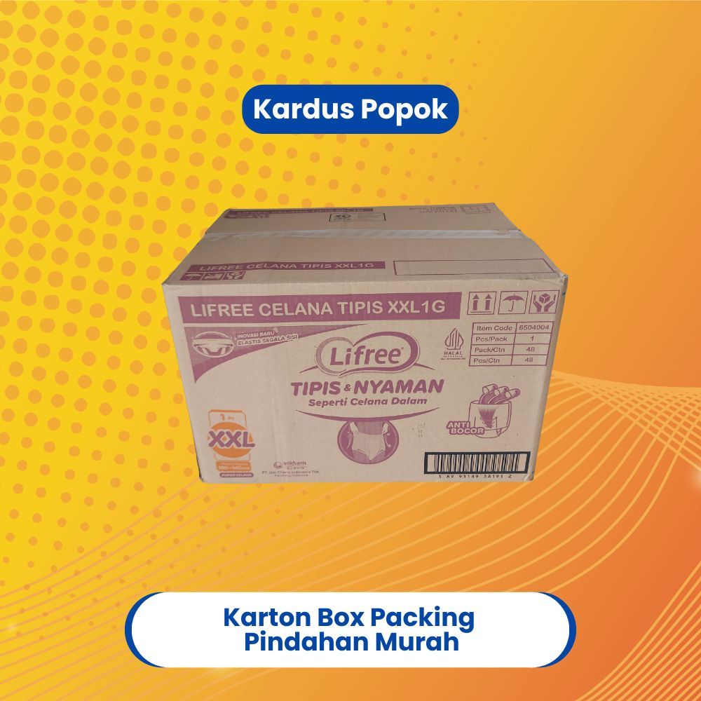 

Kardus ± 38 cm x 50 cm x 30 cm (700 gr) Bekas Popok Lifree Popok Celana Tipis & Nyaman Single Wall 0.5 cm