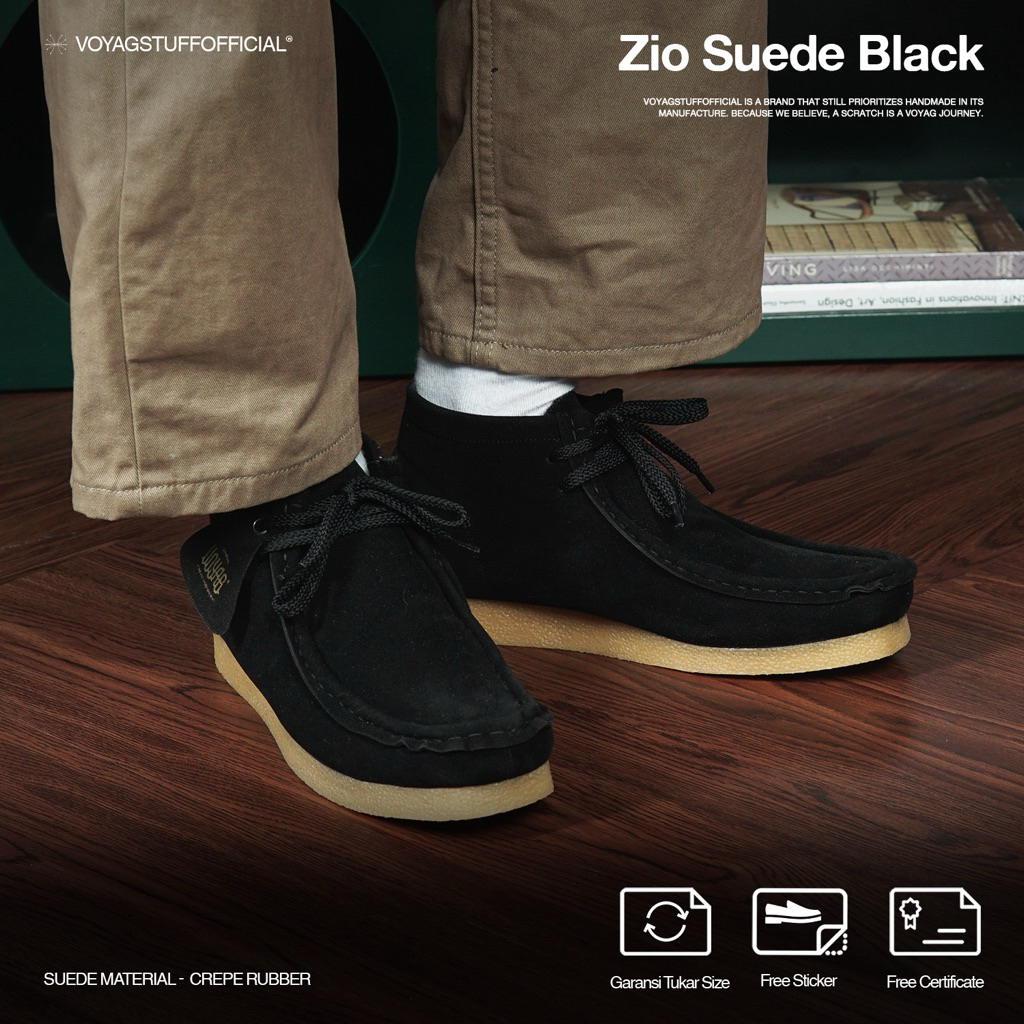 Voyagstuffofficial - Zio Suede Black Boots Pria