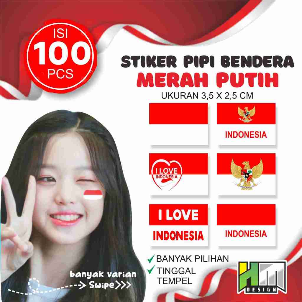 

Stiker Pipi Bendera Indonesia Merah Putih Cutting Murah / Tempelan Sticker Wajah Bendera /isi 100 pcs