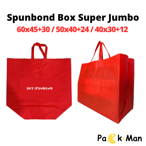 

Tas Spunbond Box Super Jumbo ukuran 60x45x30, 50x40x24, dan 40x30x12