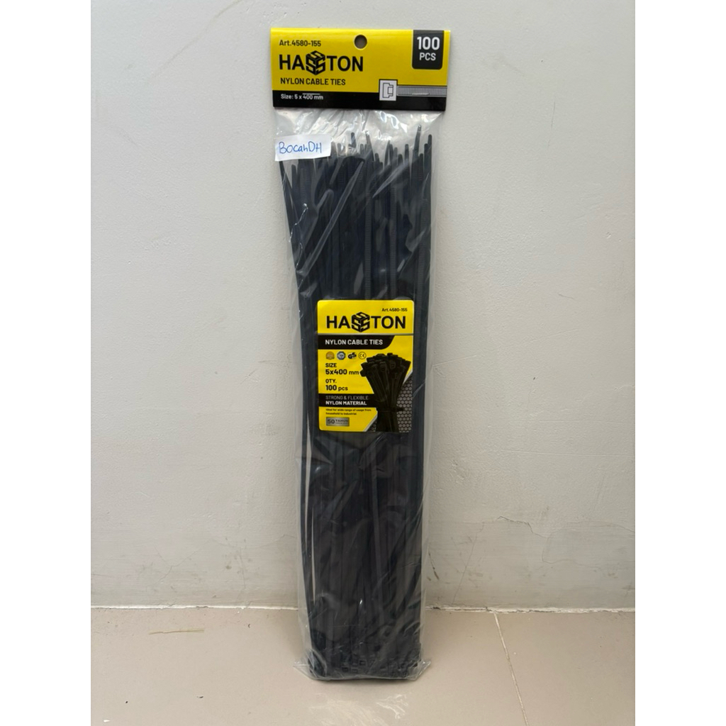 

CABLE TIES / KABEL TIES NYLON PANJANG 5x 40CM HITAM MERK HASSTON