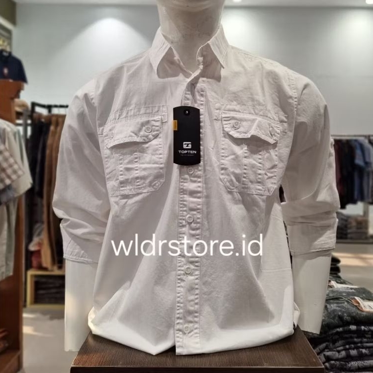KEMEJA KATUN PRIA CLASSIC BRAND TOP TEN ORIGINAL LENGAN PANJANG PS010B