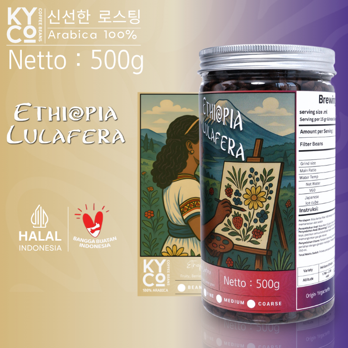 

Biji Kopi Arabika Ethiopia Lulafera 500 gram - Impor Beans Grade 1 | Roast Beans | Brewing | Medium Roast | Fillter | Blend Kopi | Kiyowo Coffee Roastery
