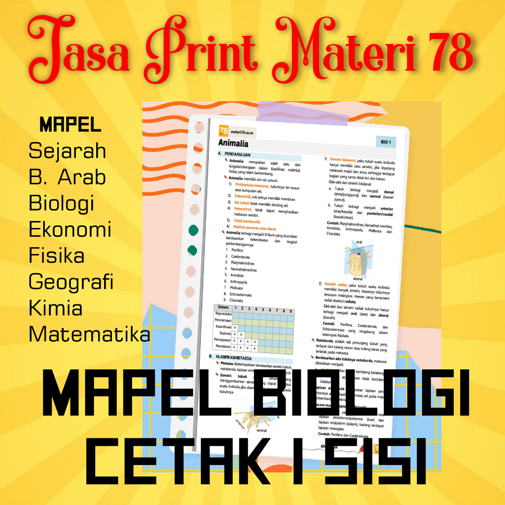 

(BIOLOGI 1 SISI) Jasa Print Cetak Materi 78 Ukuran A5 atau B5 Mapel BIOLOGI Cetak 1 sisi