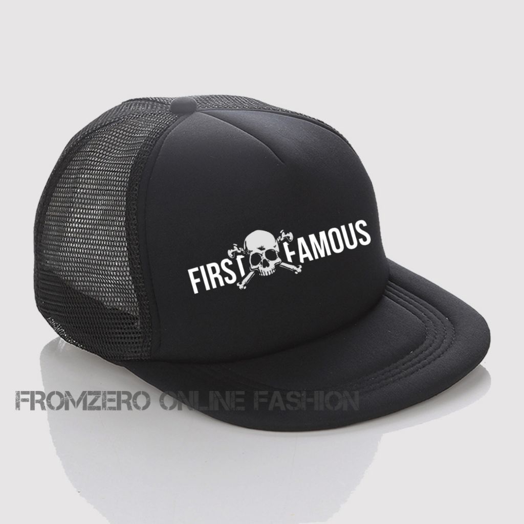 Topi Snapback Jaring Distro / Topi Snapback Trucker - Topi  Logo First Famous
