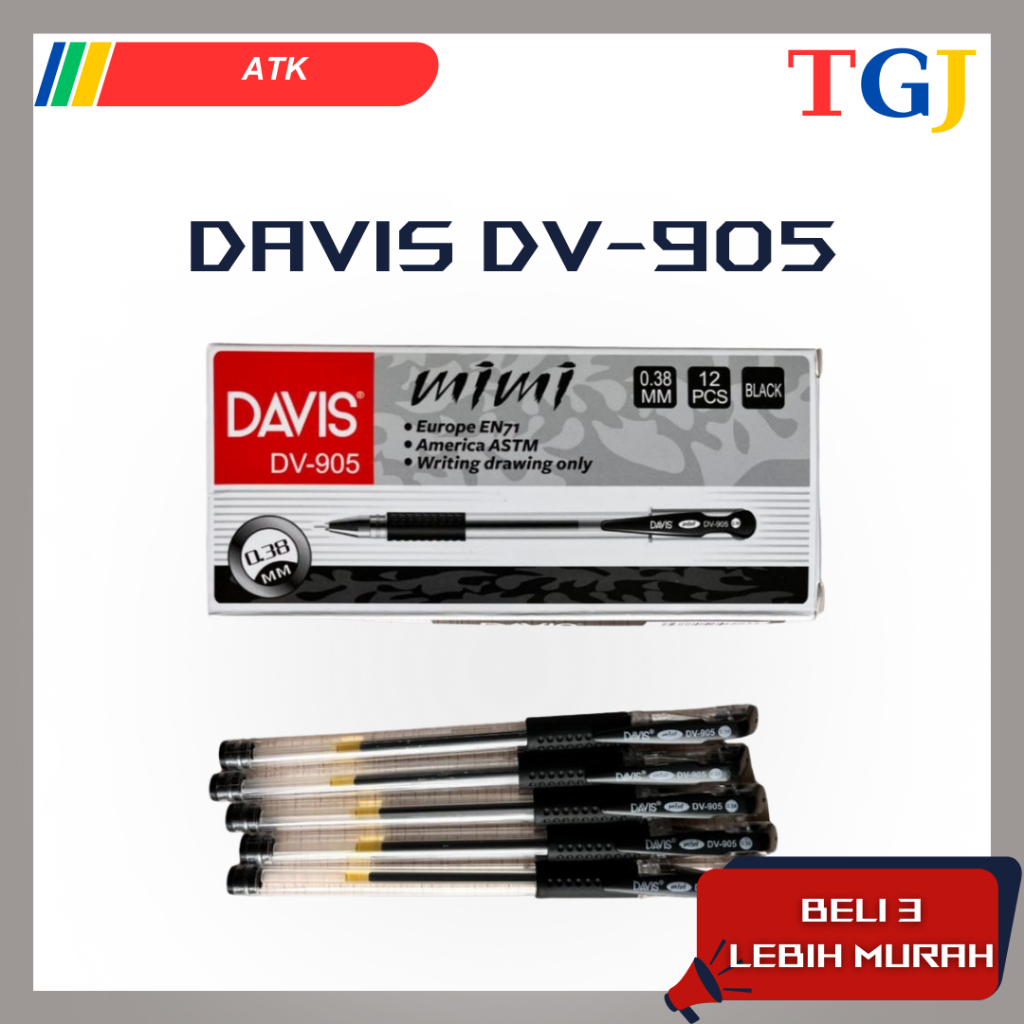 

DAVIS DV-905 Pulpen Hitam JINGYI MIMI Gel Mini Bolpoin Pena 0.5mm