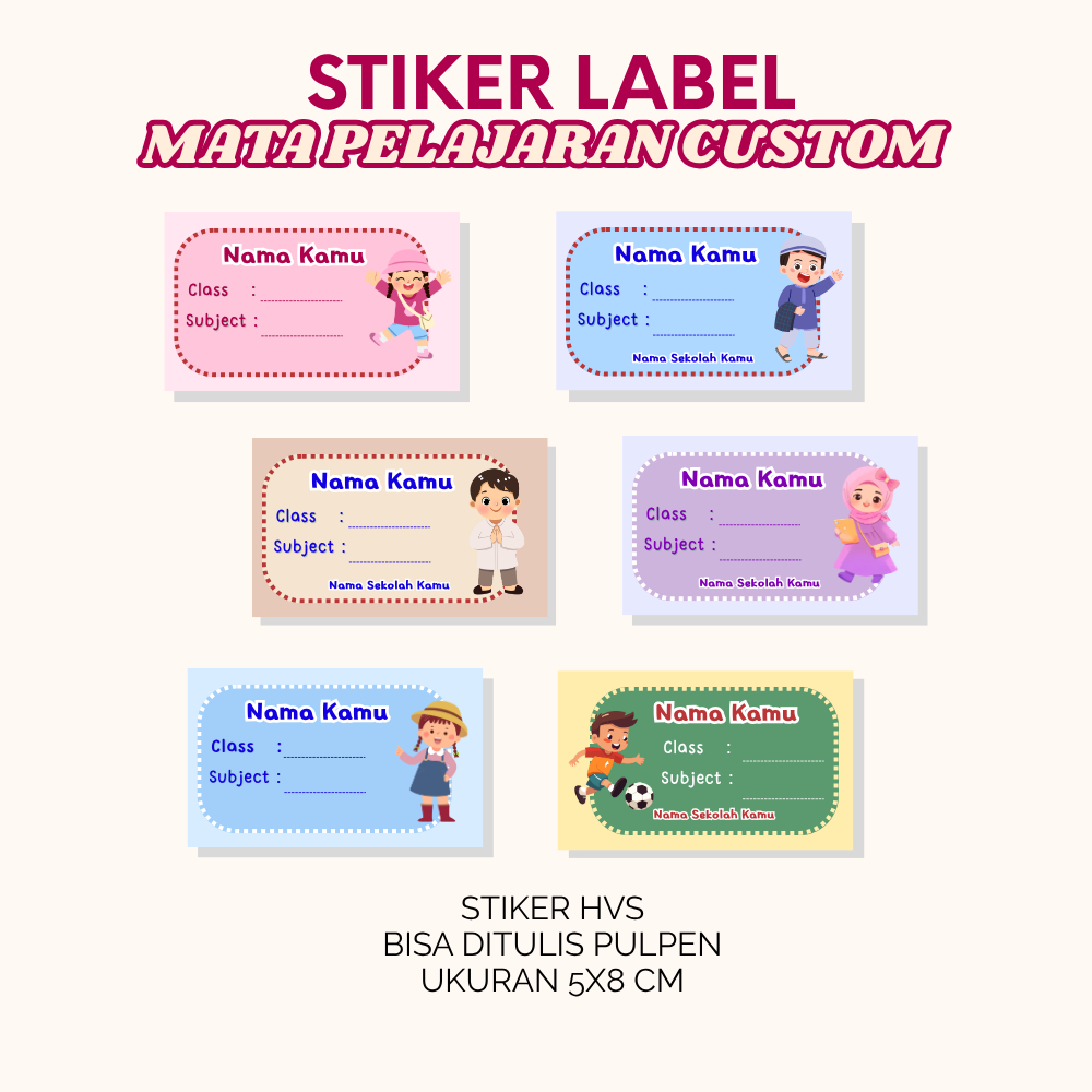 

TANPA PO - Sticker Buku Anak 01 / Label Nama Anak / Sticker Buku Pelajaran Anak / Sticker Buku Nama Sekolah / Label Buku Pejaran Sekolah Label Buku Lucu Stiker Nama Praktis & Siap Pakai WHITESTUFF X PINKY MAMA