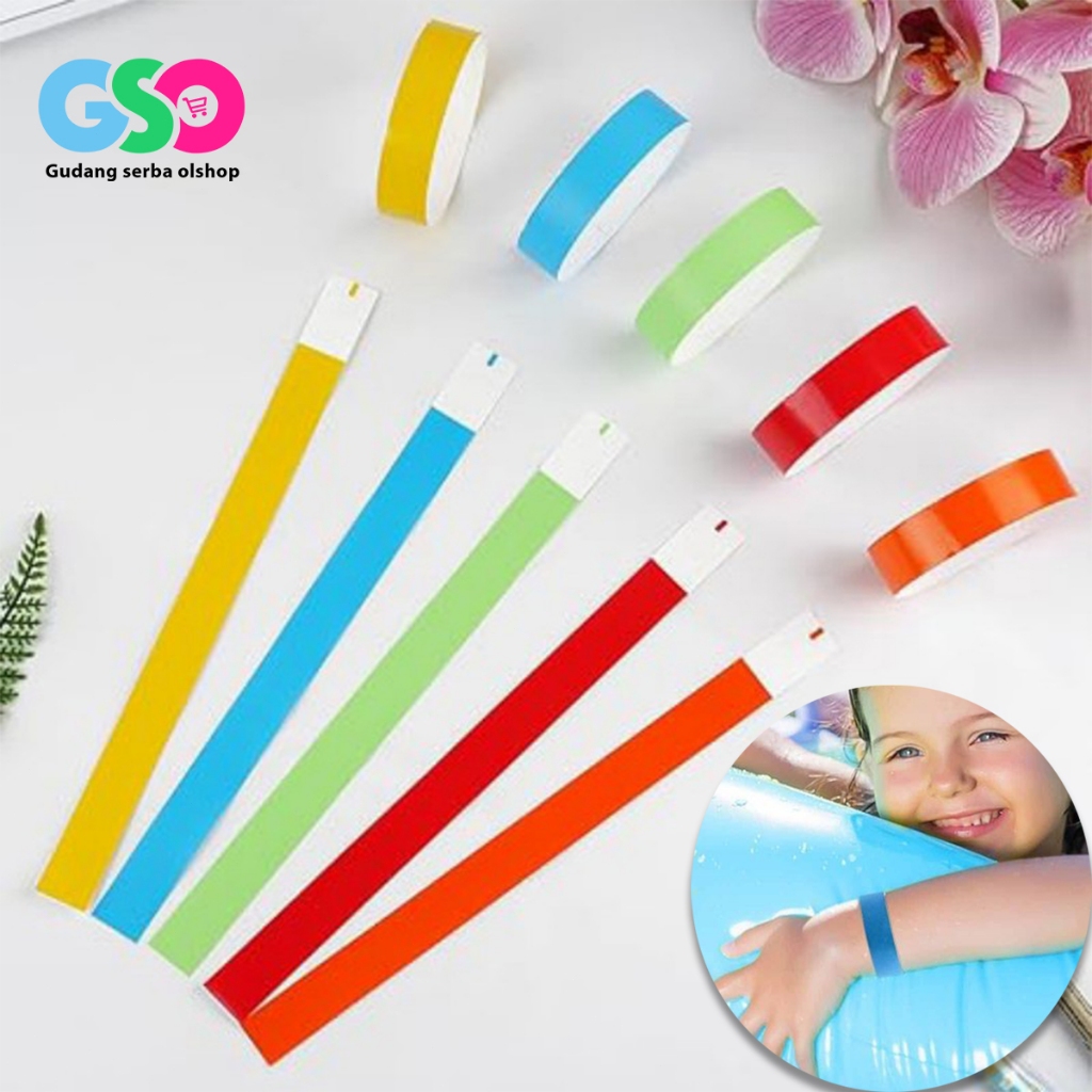 100pcs Gelang Event Gelang Tiket Anti Air Tiket Event PVC Gelang Wahana Entry Event