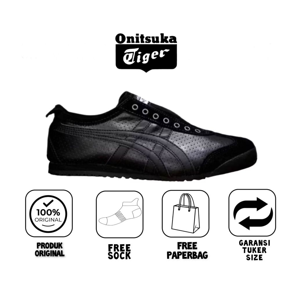 Onitsuka tiger mexico 66 slip on leather full black free paperbag