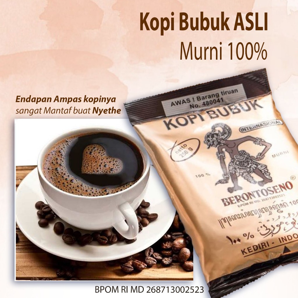 

TERLARIS Kopi bubuk ASLI Murni 100% kopi Berontoseno Terkenal dengan produk Kopi yang Asli Murni 100% tanpa campuran bahan lainnya nikmati kopinya nikmati Cethenya Kopi ini sangat TERKENAL dengan Khas Cethenya