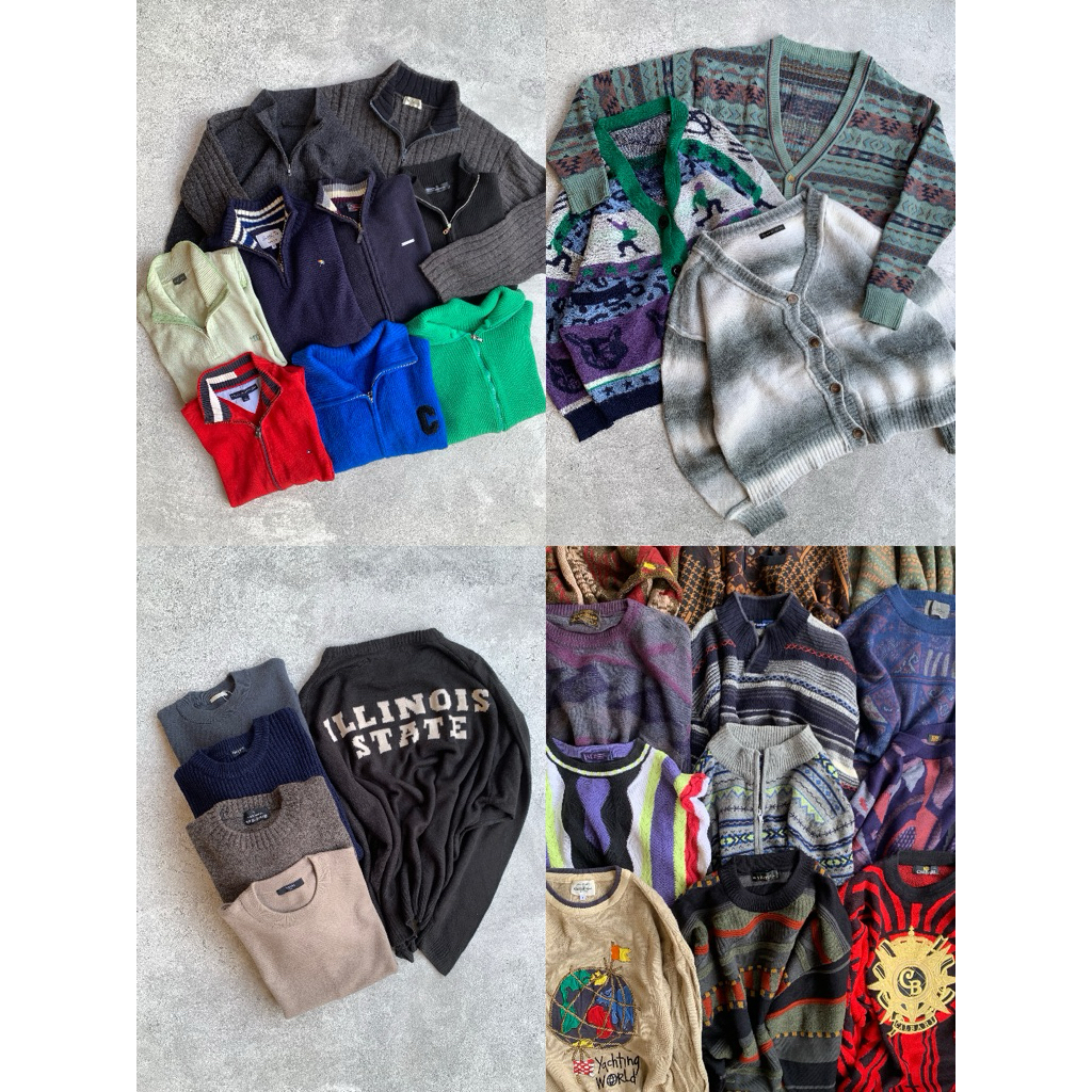 KNITWEAR CARDIGAN VEST VINTAGE 3D PATTERN/GRANDPA SWEATER RAJUT BOXY/MOTIF GRAPHIC NAVAJO ABSTRACT T