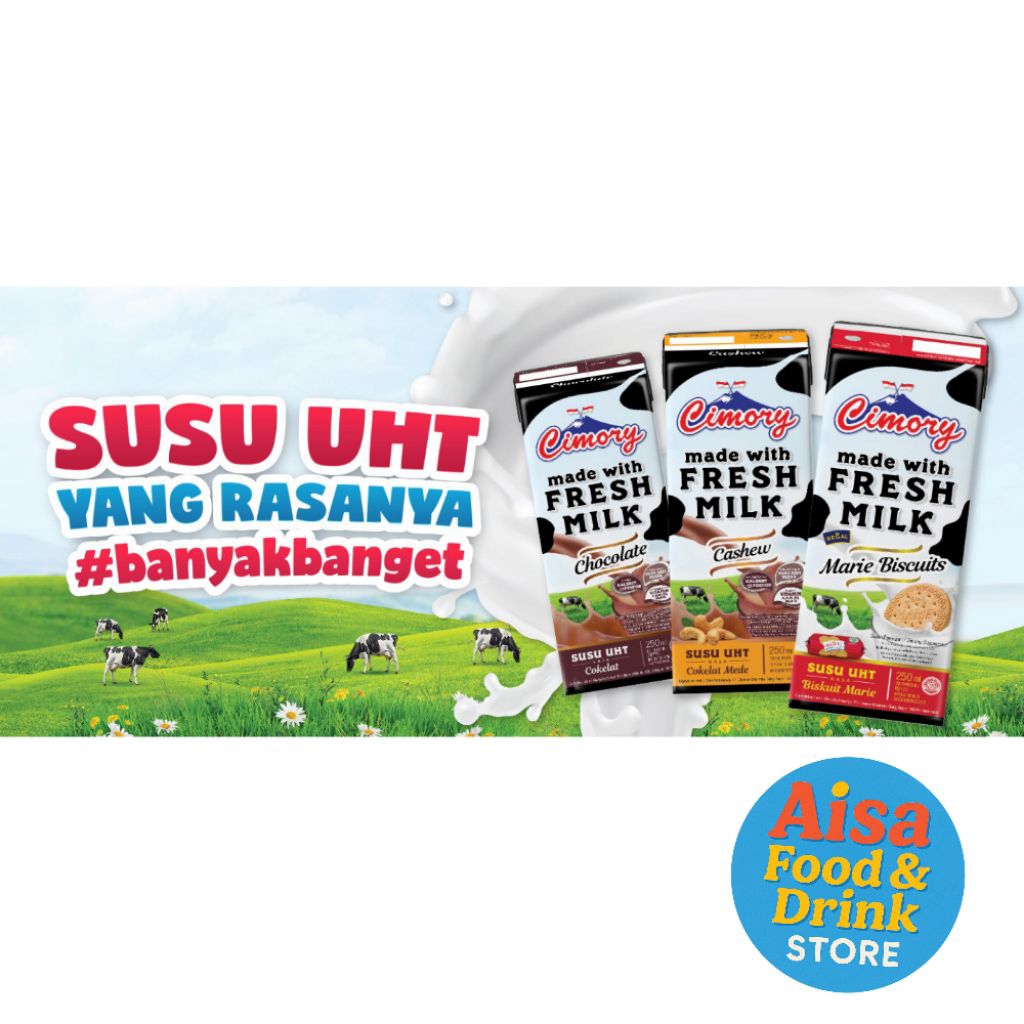 Milk / Susu UHT Cimory kotak sedang 250ml dibuat dari Fresh Milk, sedia semua varian rasa, terima gr