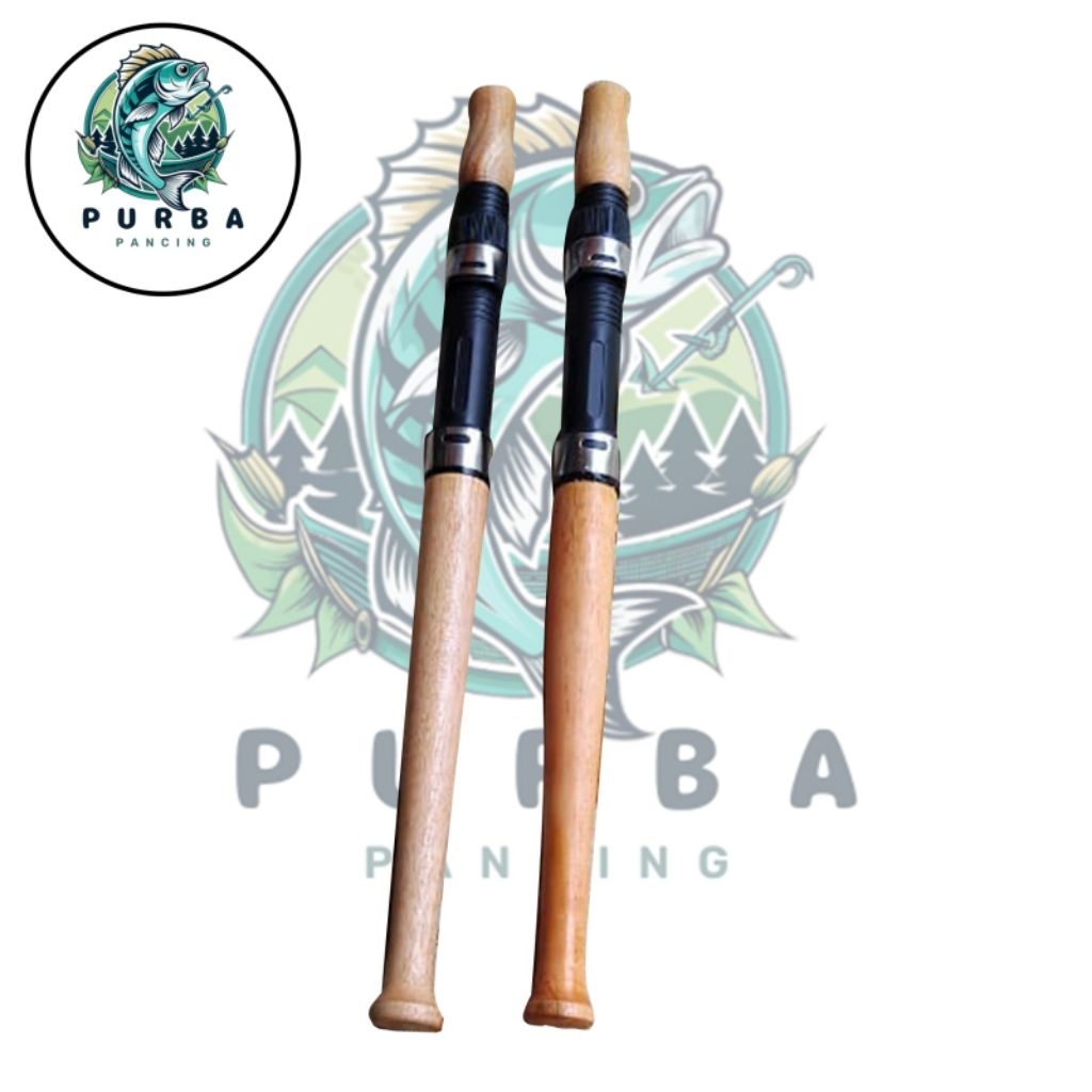 Gagang Joran Kayu 35cm Terpasang reel seat ukuran 16 Alat pancing