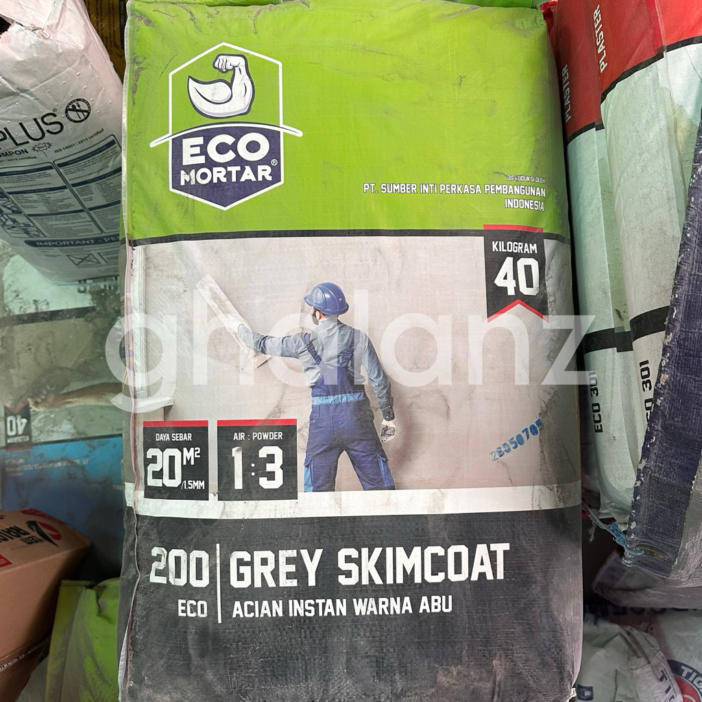 ECO 200 Grey Skimcoat Semen Acian Instant warna Abu-abu 1sak 40kg