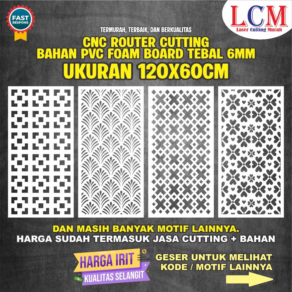 Cutting PVC Foam Board Ukuran 60x120CM Tebal 6MM | Ornament Krawangan PVC Board