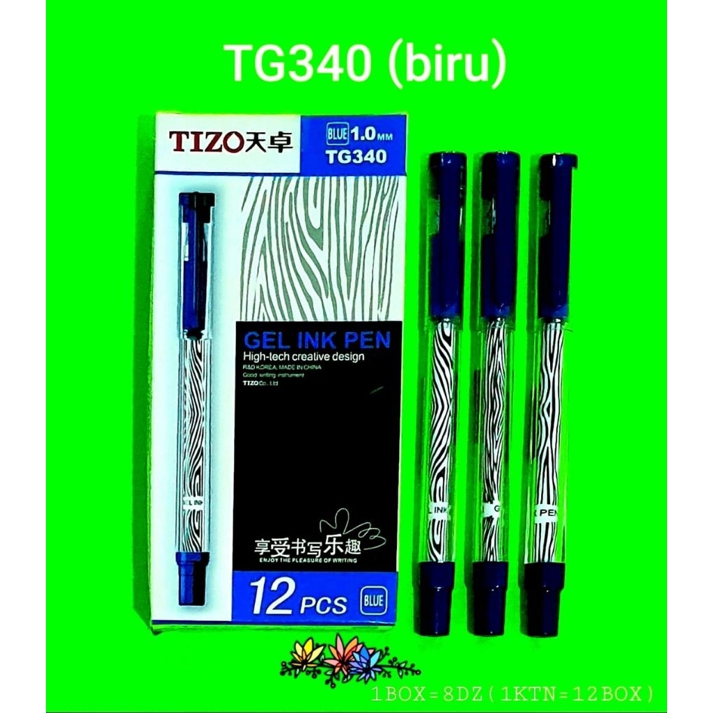 

Pulpen (lusin) Gel TIZO TG340 Biru 1.0mm – Gel Ink Pen 12pcs / Box - Alat Tulis Kantor/ATK Murah Medan