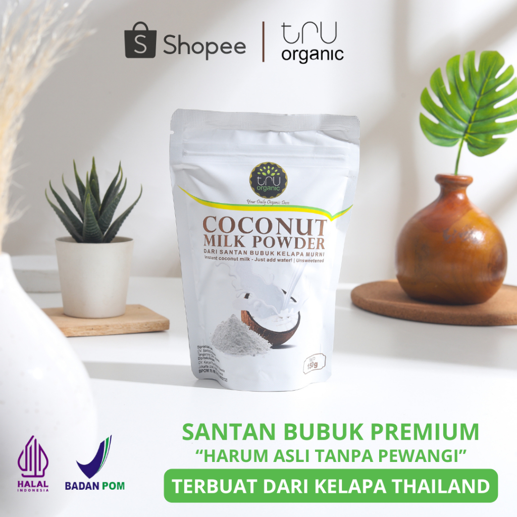 

TRUorganic Santan Bubuk 150gr Super Premium Kelapa Thailand Harum, Bebas Tambahan Rasa & Pengawet