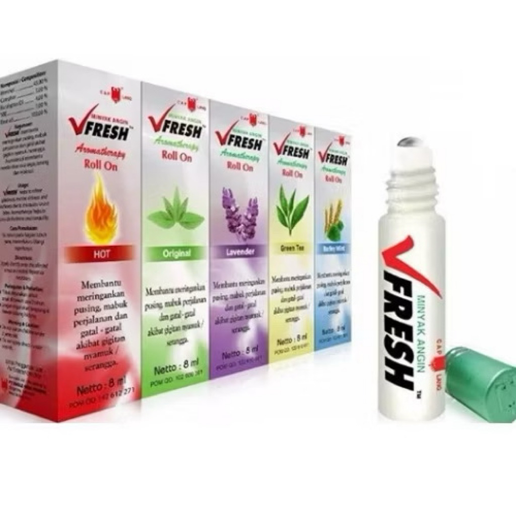 Vfresh V Fresh Minyak Angin Aromatherapy 8ml 8 ml Roll On Hot Original Barley mint|BISA INSTANT|DIKI
