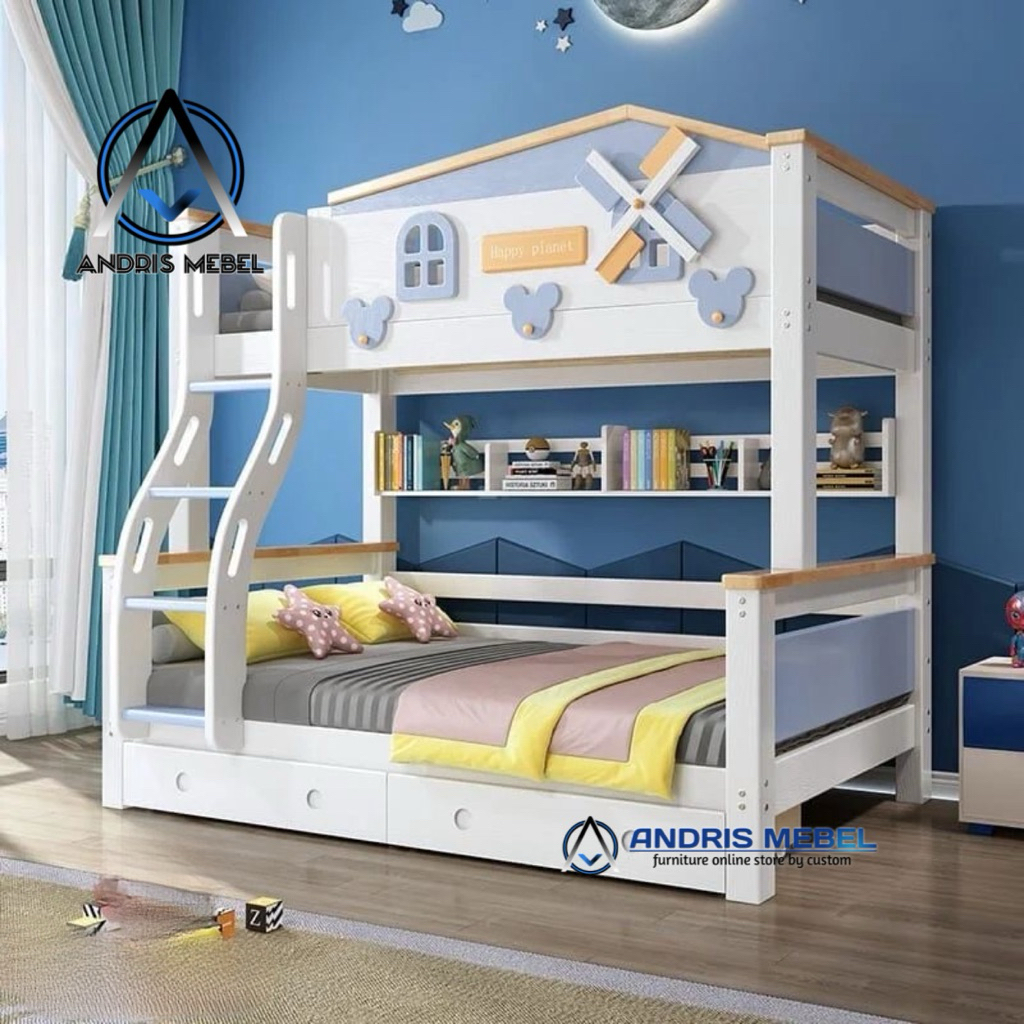 Tempat tidur tingkat karakter anak, Dipan Kasur 2 tingkat lucu