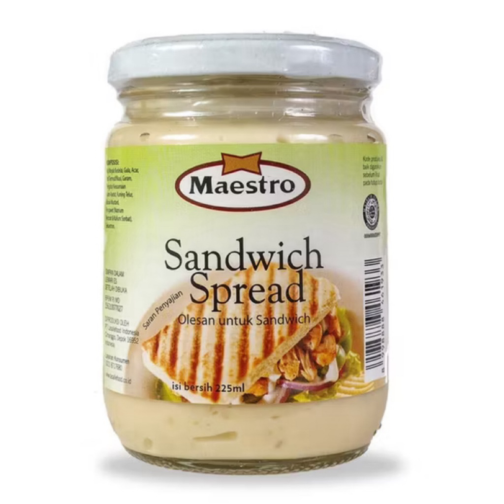 

Maestro Sandwich Spread 225ml – Olesan Creamy Lezat untuk Roti dan Sandwich Praktis
