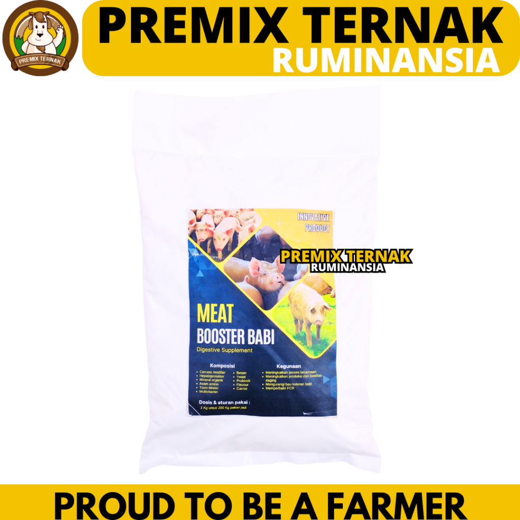MEAT BOOSTER BABI 1 KG - Premix Babi Pemacu Pertumbuhan Penggemukan & Karkas Modifier