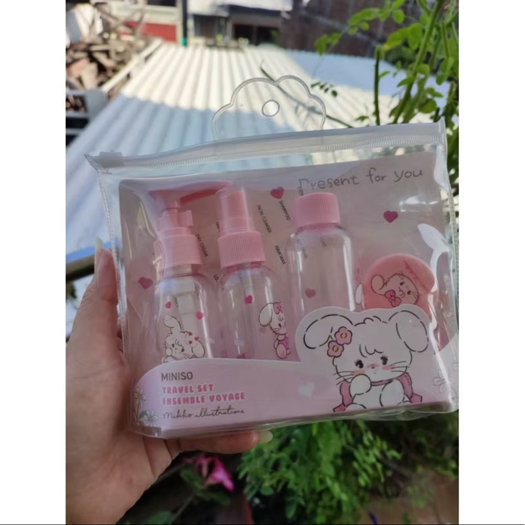 MINISO X MIKKO TRAVEL SET KIT BOTTLE TEMPAT ALAT SKINCARE TRAVELING