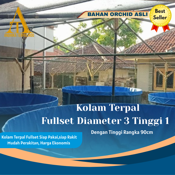 Kolam Terpal Semi karet Orchid fullset D3T1 /kolam bulat fullset/kolam orchid fullset/kolam ikan set
