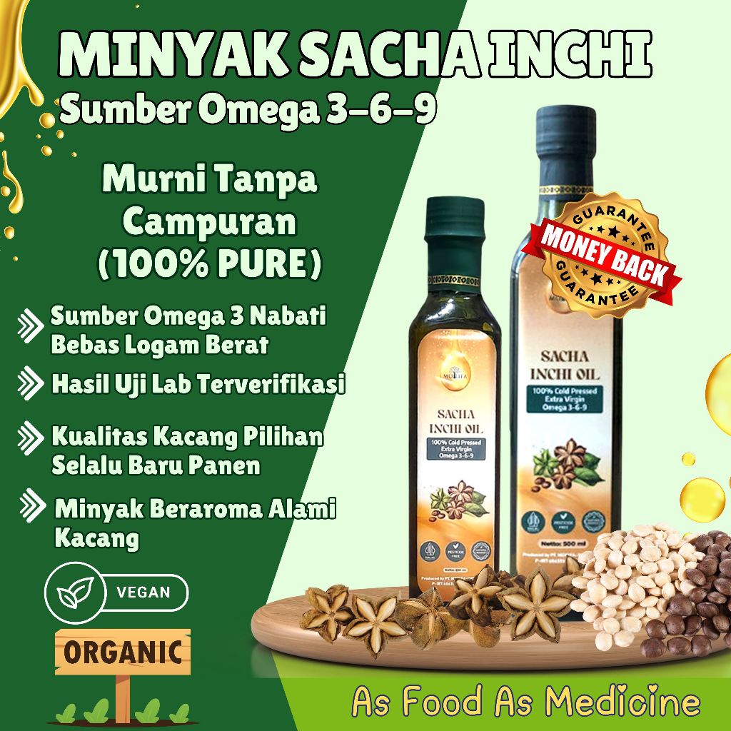 

Minyak Sacha Inchi Super Food Omega 369 Murni Ekstrak Kacang Sacha Inchi Botol Kaca Hitam