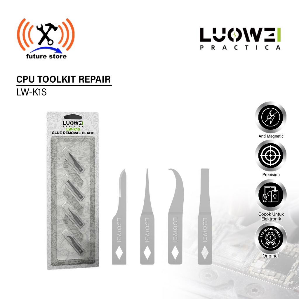 

Luowei K1S CPU PRY BLADE Mode X/Y Pisau IC Original Service Mode X/Y K1S Hand Finish Blades (Isi 4pcs) - Pisau IC CPU Service Handphone Elektronik