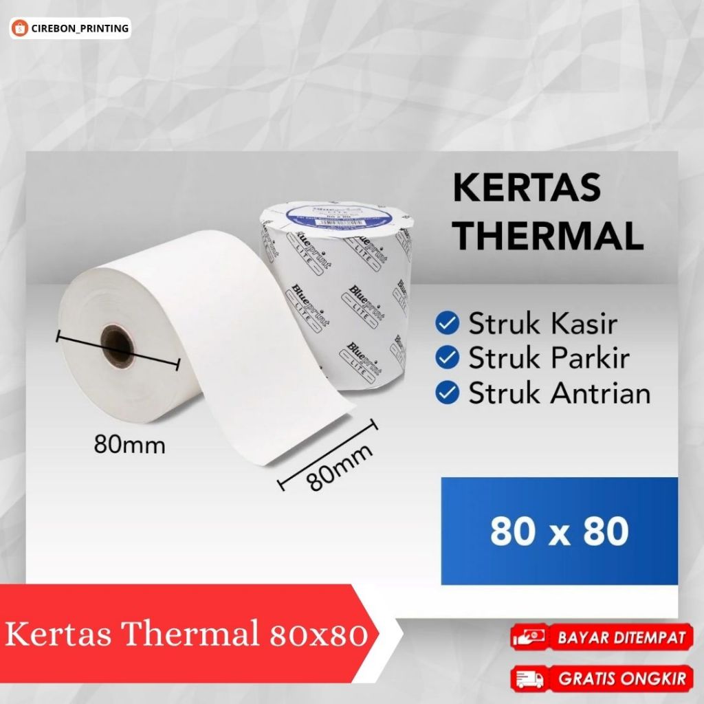 

KERTAS THERMAL 80X80 / THERMAL BLUEPRINT / THERMAL EPRINT / THERMAL OTANI / KERTAS EDC / PAPER ROLL / BISA COD / FREE ONGKIR