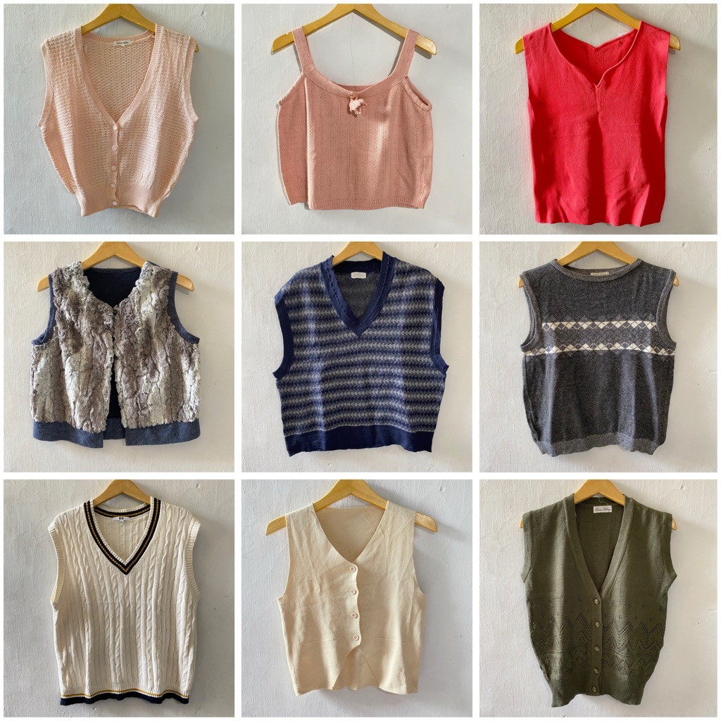 Vest Rajut Wanita / Rompi Rajut Cewek Kekinian – Outer Tanpa Lengan Casual