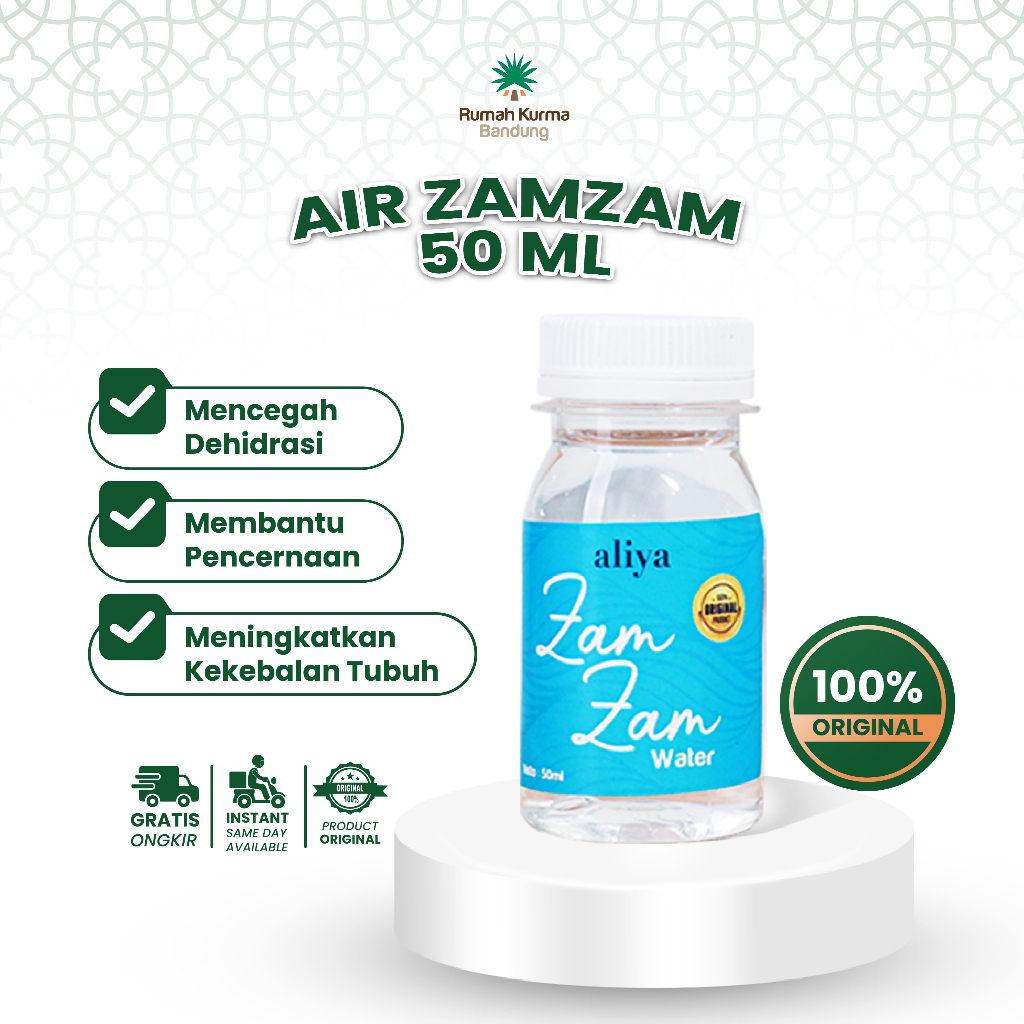 

Air Zam Zam Kemasan 50ml Zamzam 100% Asli Mekkah Murni Original Aliya