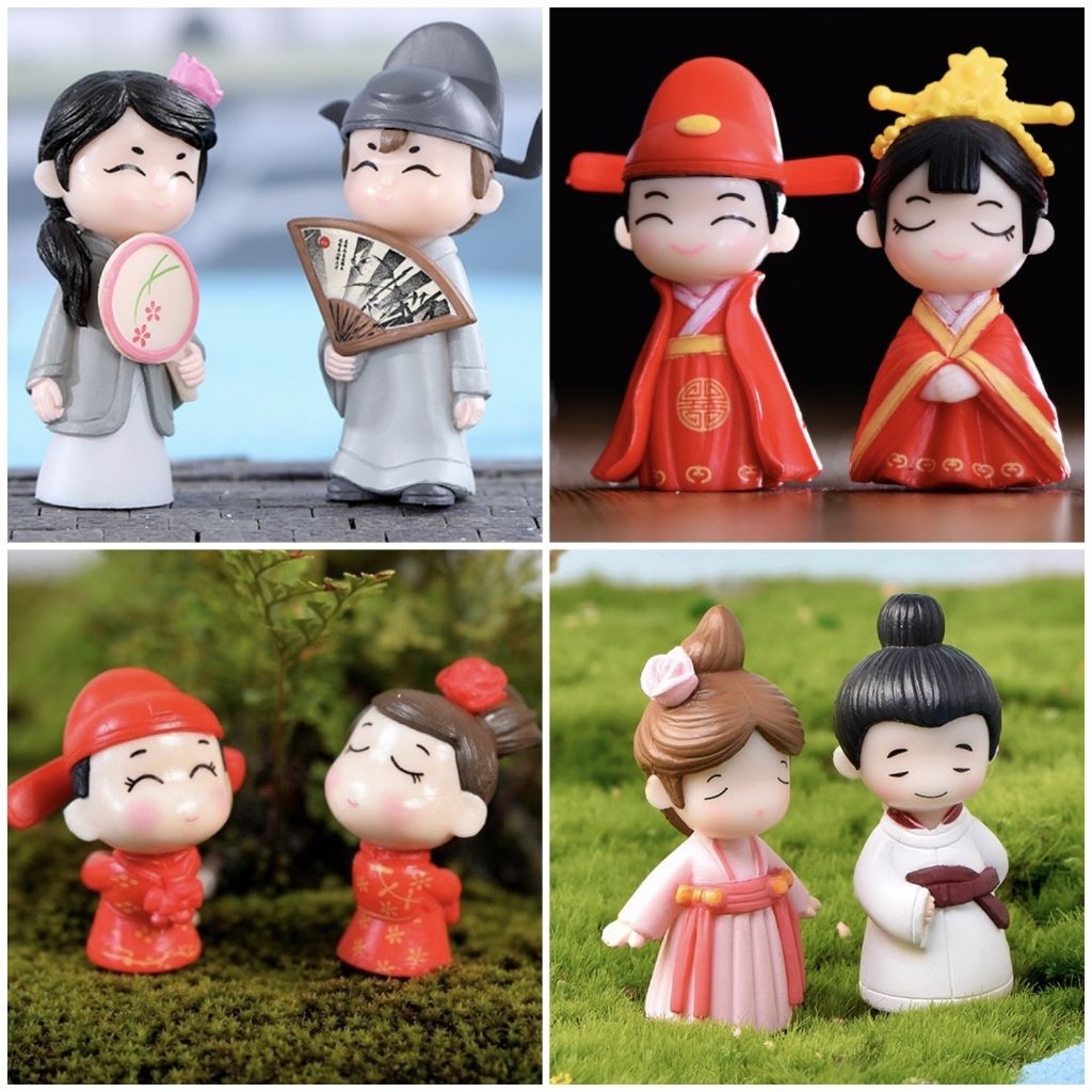 1Set Pasangan China Mandarin Lucu Pengantin Cina Hanfu Sincia Mempelai Topper  Imlek Cake Wedding Bo