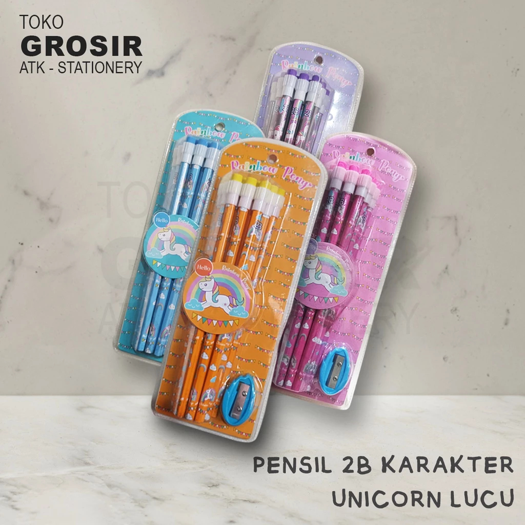 

PENSIL TULIS / PENSIL 2B UNICORN + RAUTAN + STIP H-3038 1 SET ISI 12 BIJI 2
