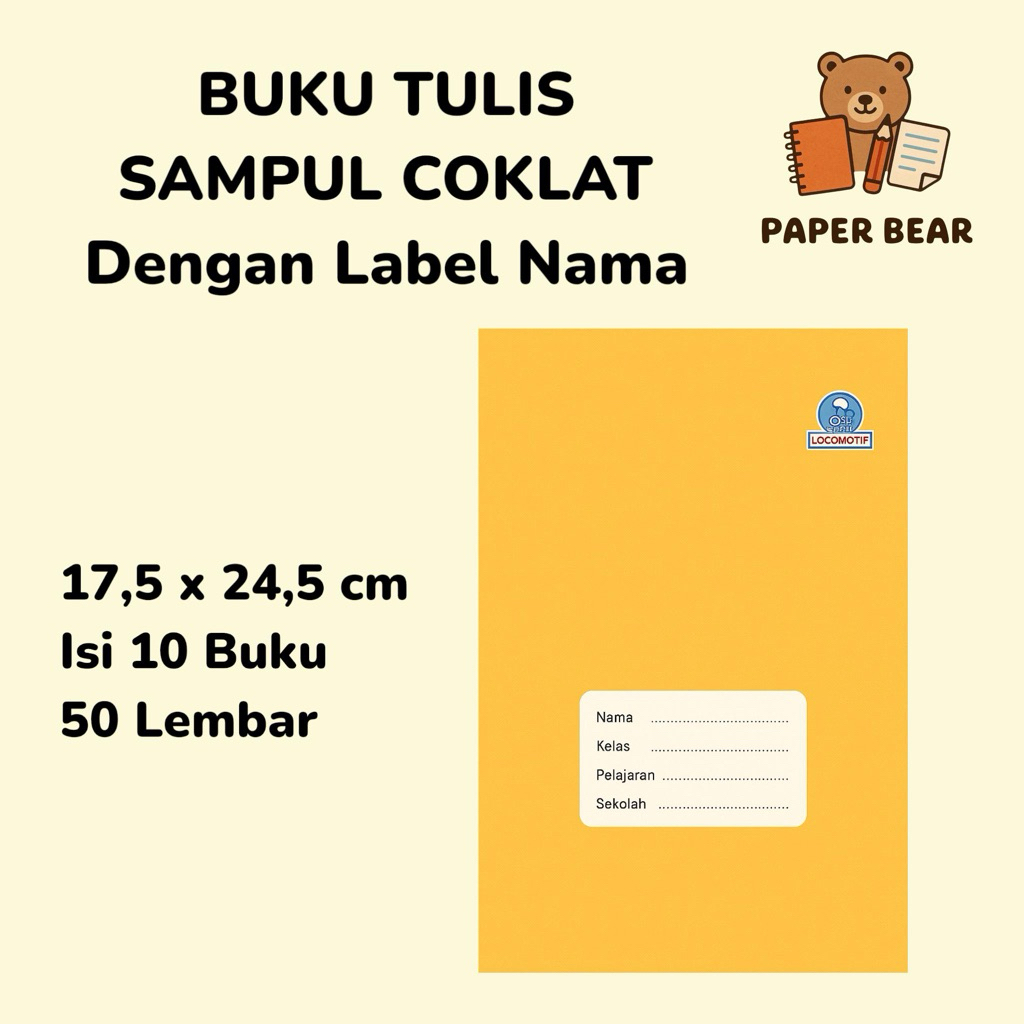 

Buku Tulis Sampul Coklat Ukuran Boxy 50 Lembar 10 Pcs Buku Sekolah Anak Ukuran 17,5x24,5 cm OKAY OKEY ALFA DIFA LOCOMOTIF Buku Cover Sampul Dengan Label Nama Alat Tulis Bergaris Agenda Stationery Sinar Dunia Kertas Bergaris Buku Catatan Untuk Sekolah