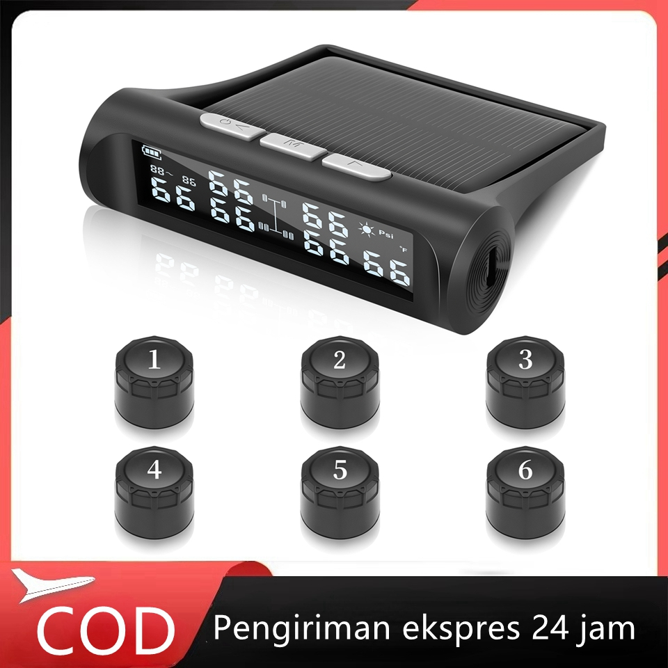 Truk ban tekanan sistem pemantauan TPMS dengan 6 Sensor luar tekanan ban pemantauan tekanan Alarm su