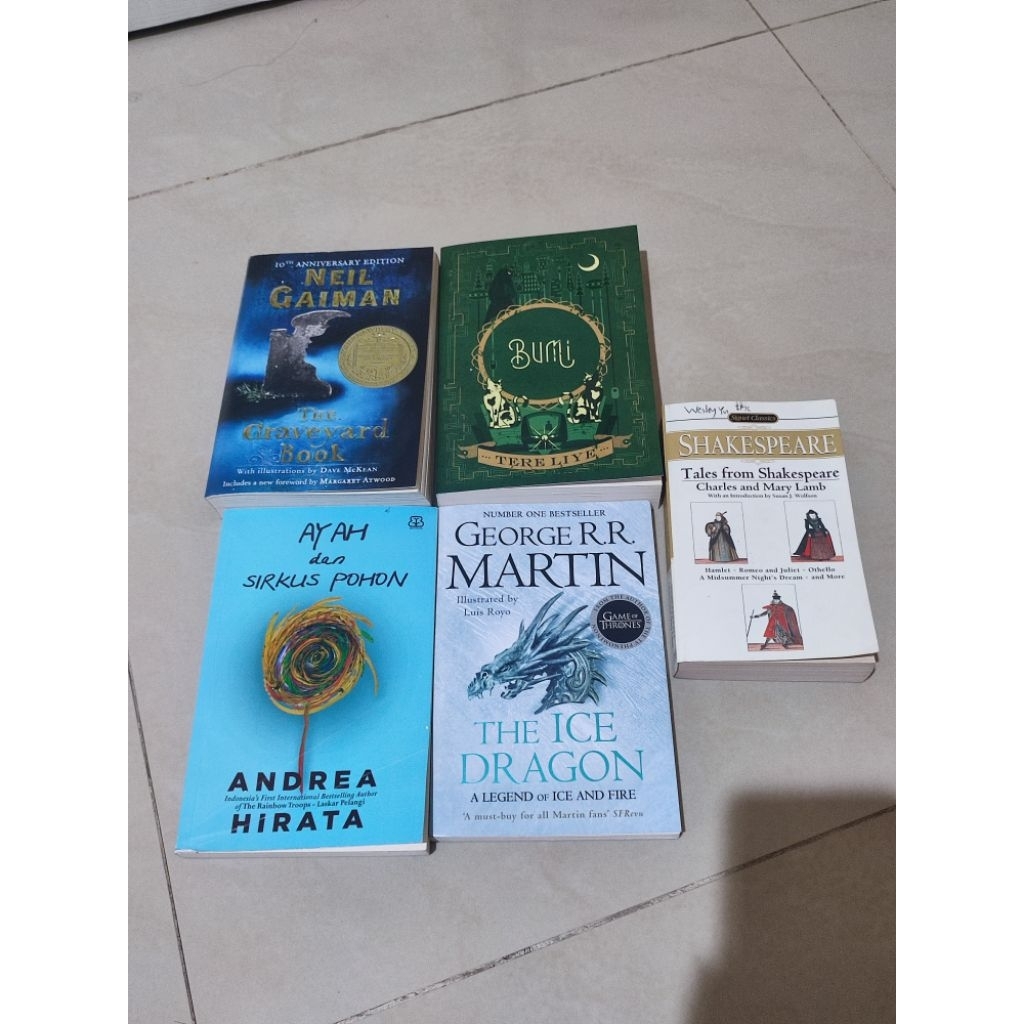 buku novel bekas inggris indo second Neil geiman bumi shakespeare Andrea hirata the ice dragon secon