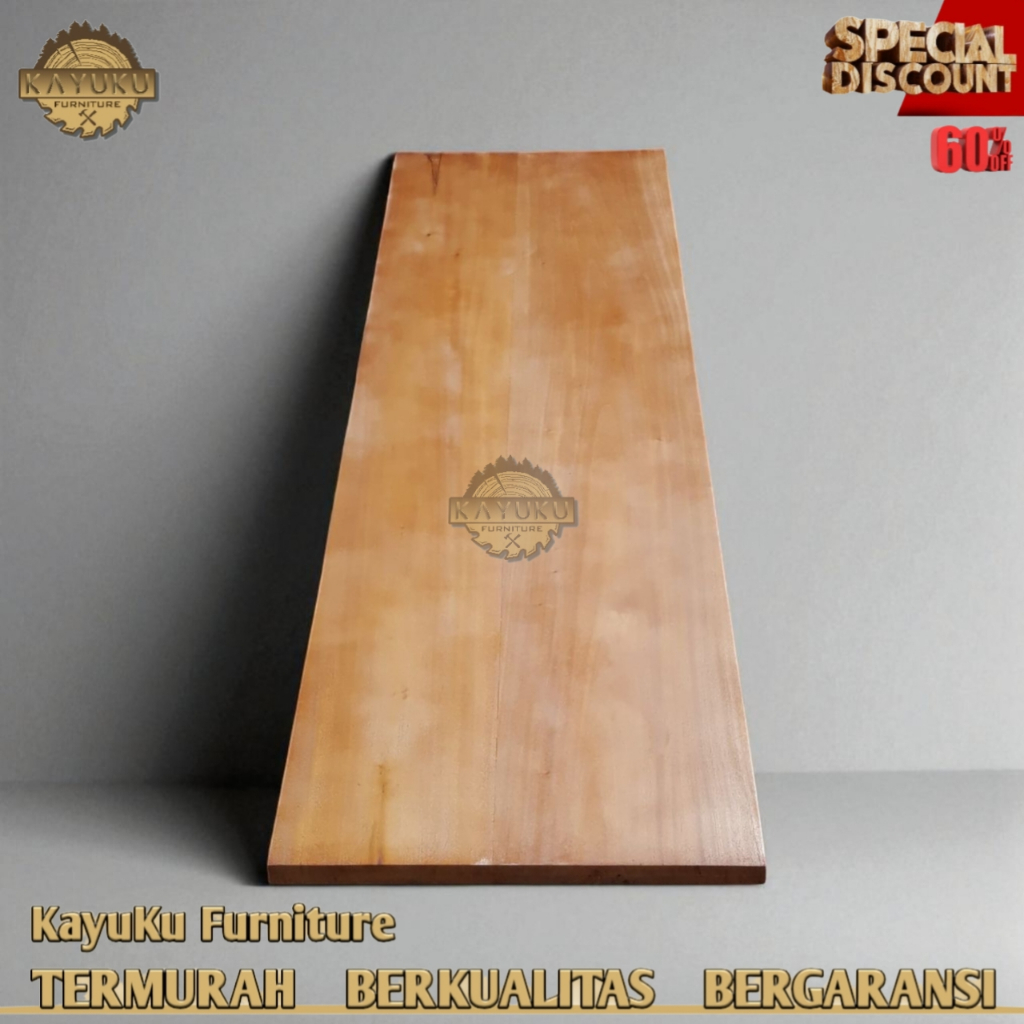 KayuKu Furniture TERMURAH Papan kayu Mahoni 120 x 60 x 2 cm kayu mahoni papan daun meja persegi panj