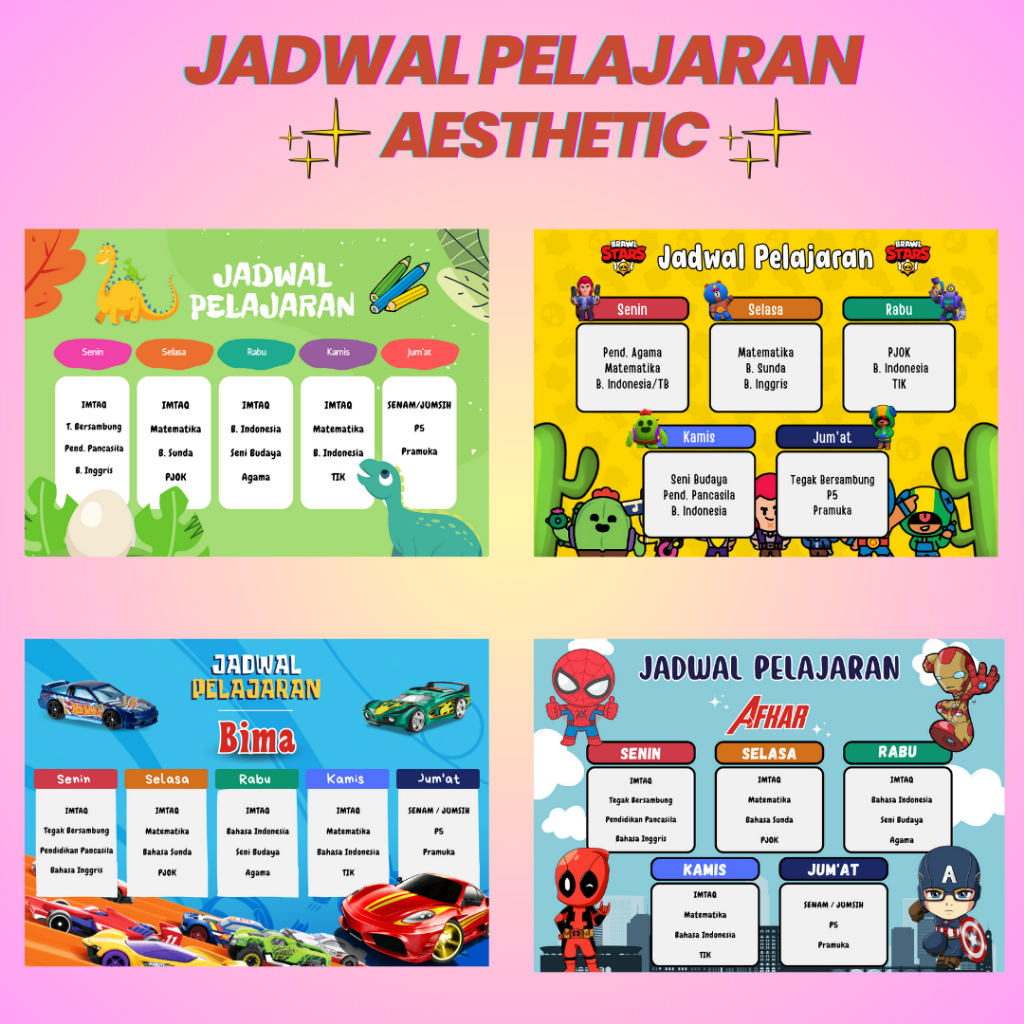 

LEMBAR BELAJAR Mini Poster Jadwal Pelajaran Wipe and Clean - Poster Jadwal Sekolah Ukuran A4