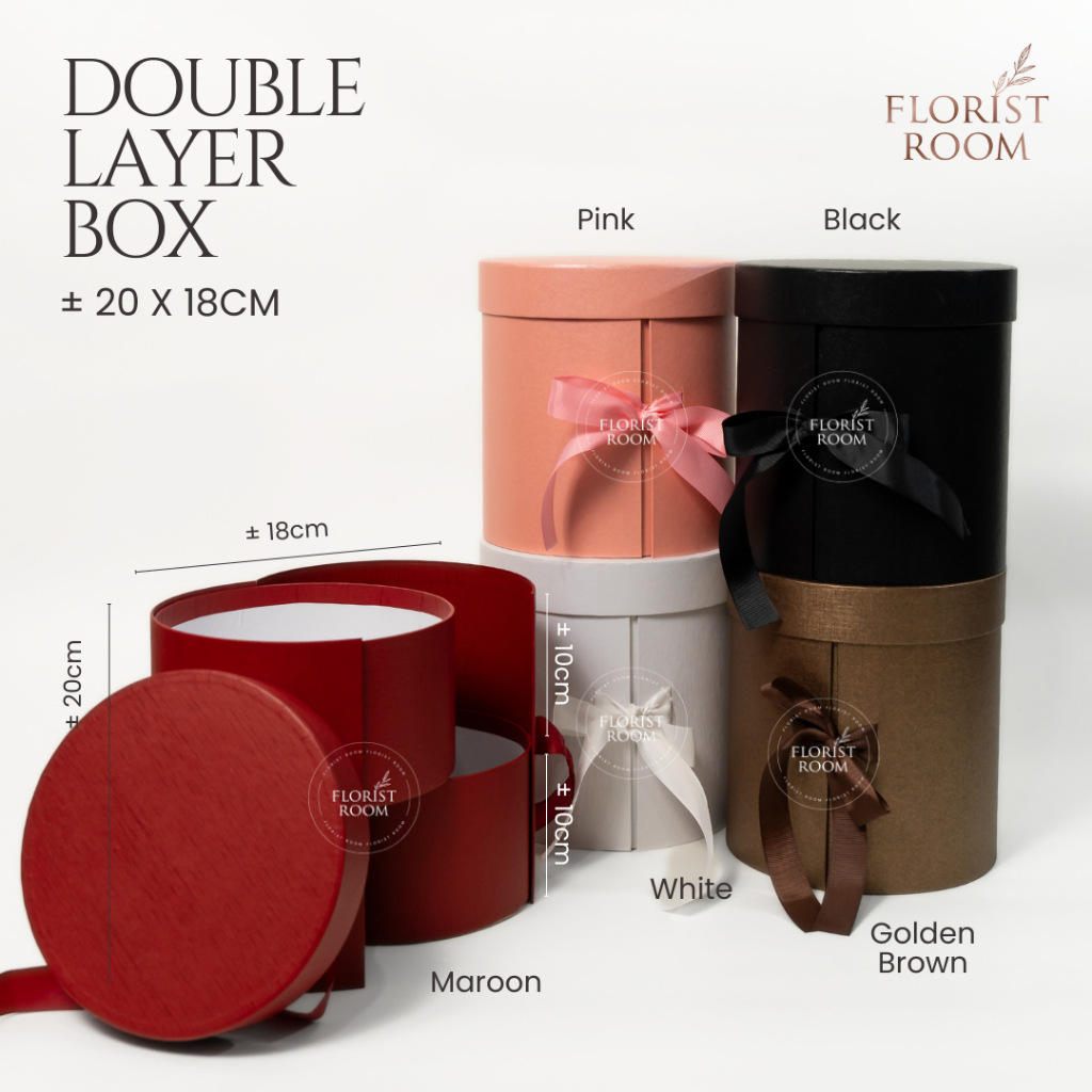 

Double Layer Round Flower Box - Bloombox - Kotak dua susun dua tingkat - Hampers Christmas Lebaran
